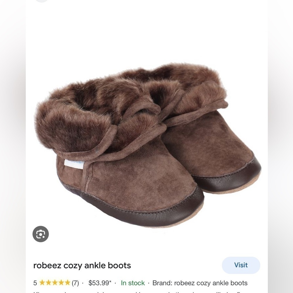 🆕 Robeez Cozy Ankle Bootie Suede Leather Soft Soles Crib Shoe 0-6 mo / Us 1-2